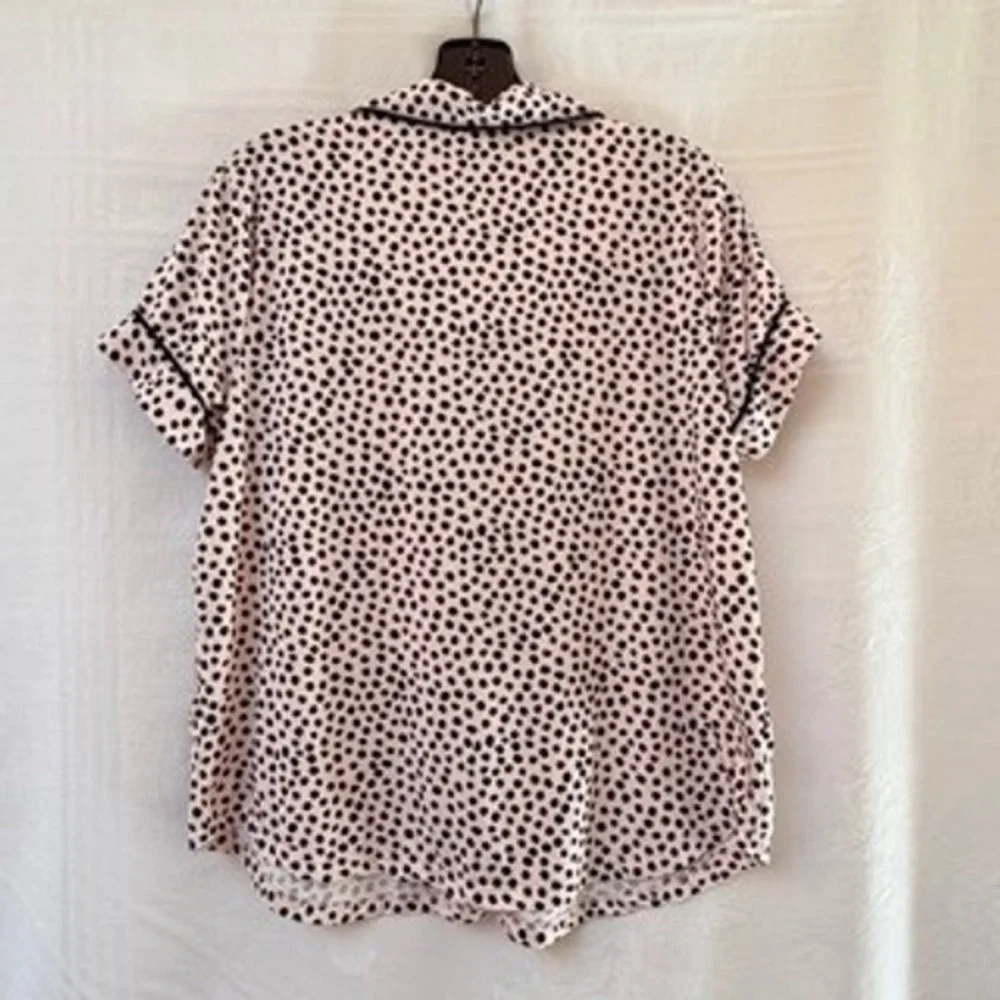 Kate Spade New York Pink Polka Dot Pajama Top Womens Medium Short Sleeve Cozy